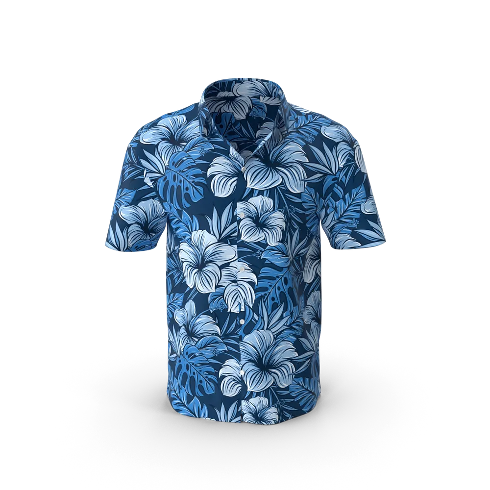 Hawaii Desenli Gömlek Mavi